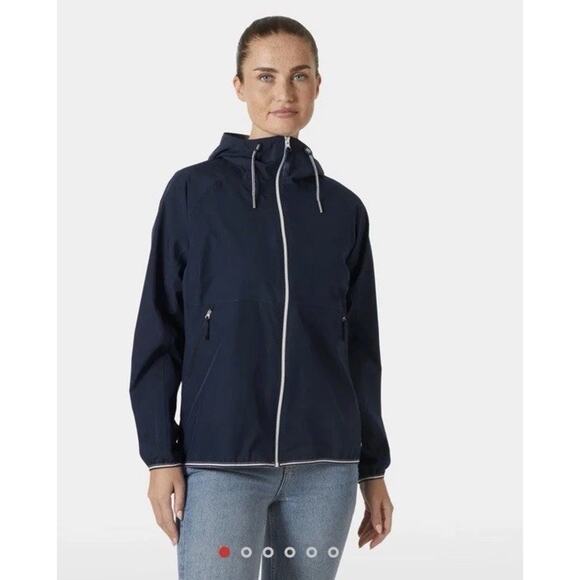 Helly Hansen Jackets & Blazers - Helly Hansen Women's Koster Rain Jacket XL Navy Hooded Waterproof Rain Coat NWT
